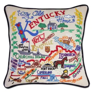 Kentucky Hand Embroidered Pillow